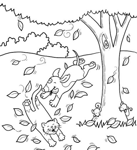 Coloring page dog and cat welcome November
